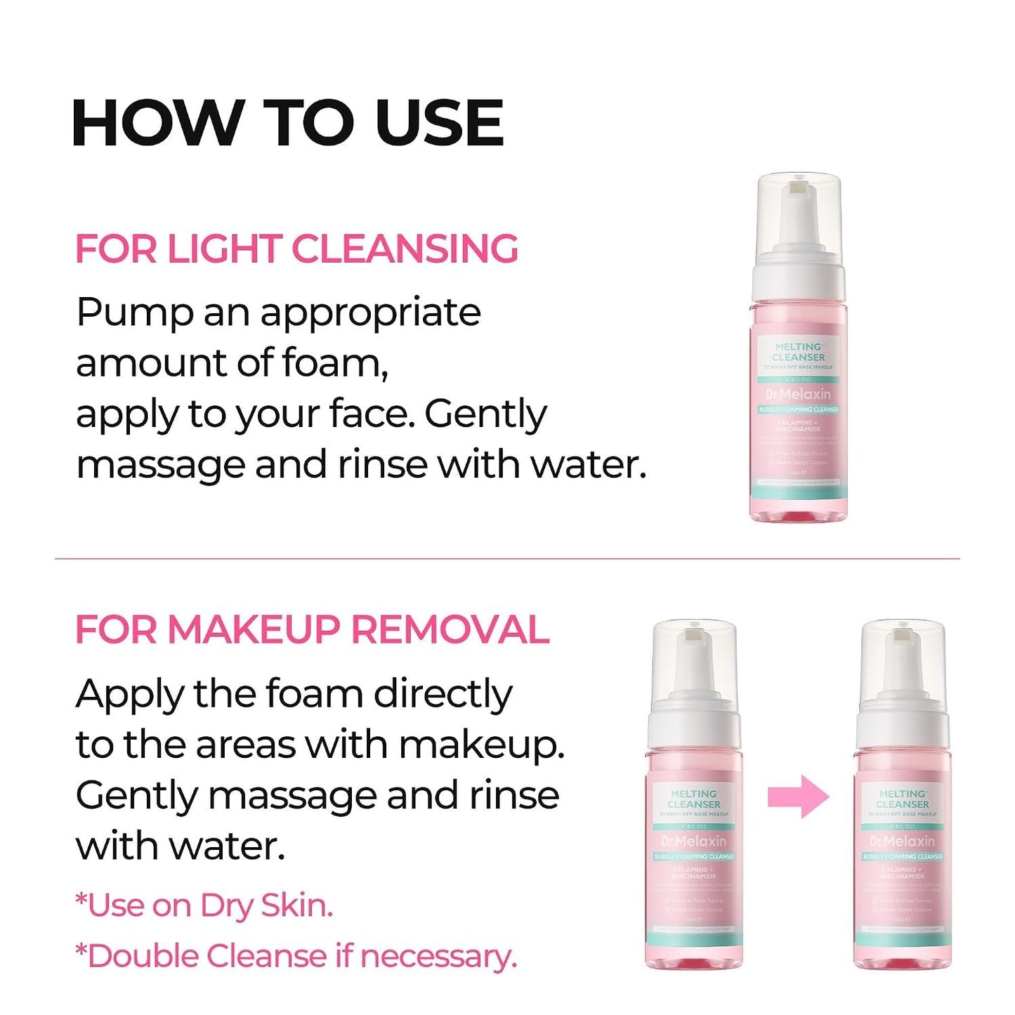 Dr. Melaxin Melting Bubble Cleanser – 2-in-1 Makeup Remover + Face Wash