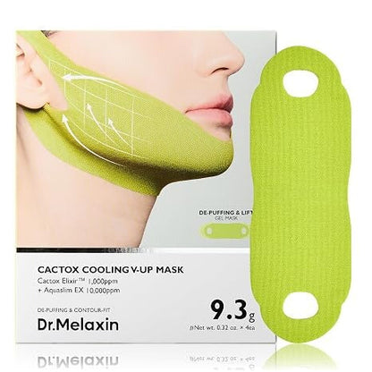 Dr.Melaxin CACTOX V-Lifting Mewing Band – Cactox + Caffeine + Collagen Double Chin Lifting Band for Sagging Jawline & Facial Puffiness 8 pcs (2 pcs)