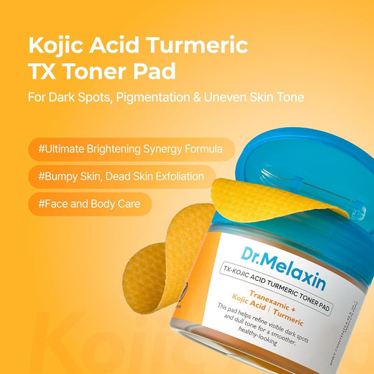 Dr.Melaxin TX Turmeric Toner Pads, 70 Sheets, Tranexamic Acid, Kojic Acid, Turmeric