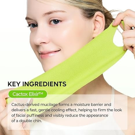 Dr.Melaxin CACTOX V-Lifting Mewing Band – Cactox + Caffeine + Collagen Double Chin Lifting Band for Sagging Jawline & Facial Puffiness 8 pcs (2 pcs)