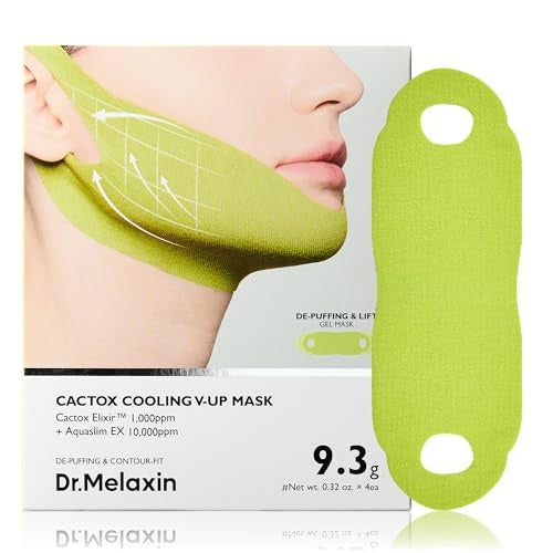Dr.Melaxin CACTOX V-Lifting Mewing Band – Cactox + Caffeine + Collagen Double Chin Lifting Band for Sagging Jawline & Facial Puffiness 8 pcs (2 pcs)